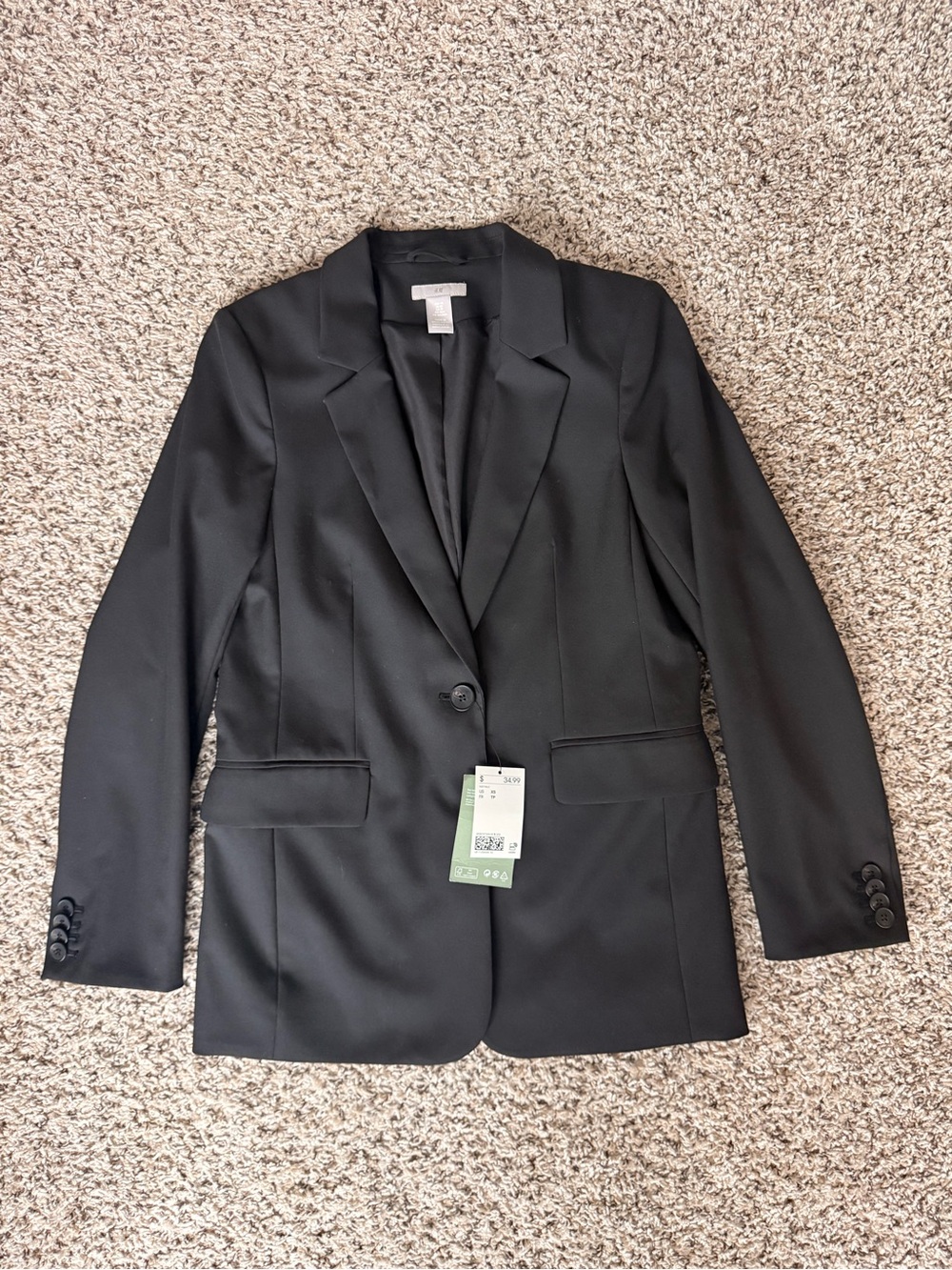 H&M Black Women's Single-Button Tailored Blazer